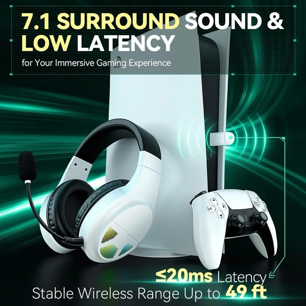 White Gaming Headset with RGB Lights